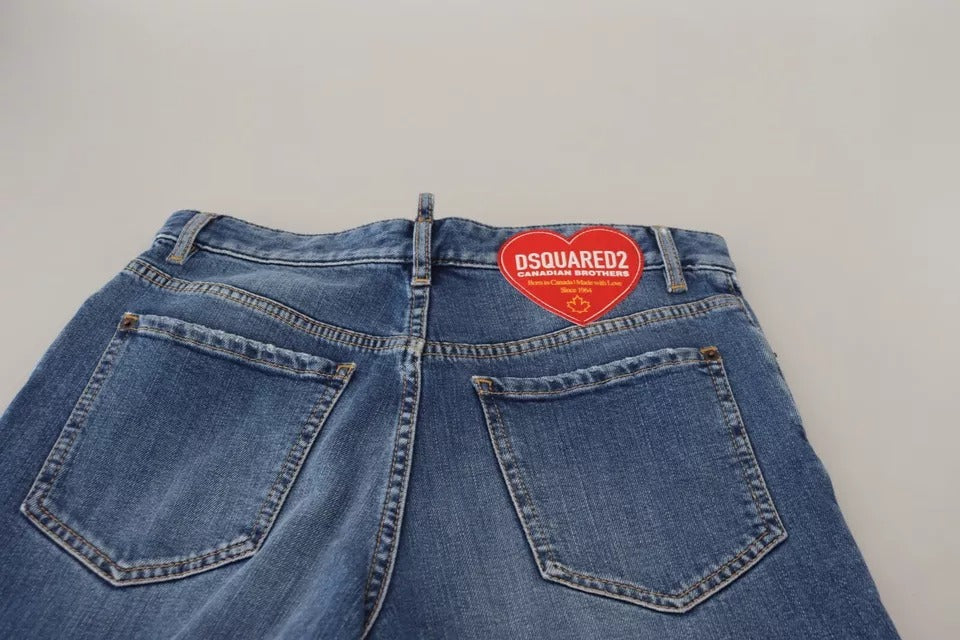 Dsquared² Blue High Waist Straight Denim Jeans with Distortions