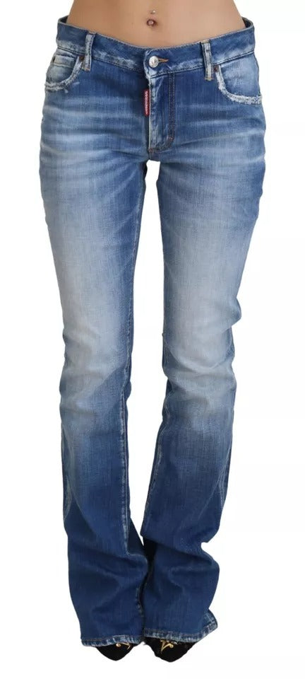 Dsquared² Blue mid-rise denim jeans in washed cotton