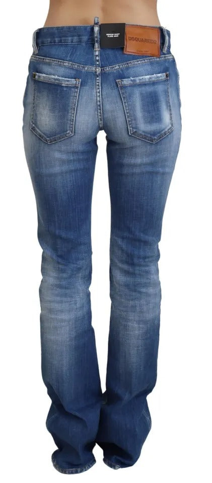 Dsquared² Blue mid-rise denim jeans in washed cotton