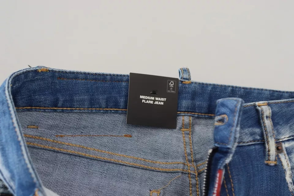 Dsquared² Blue mid-rise denim jeans in washed cotton