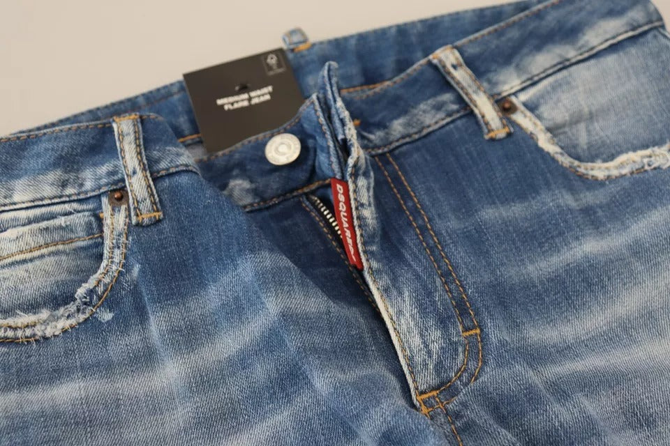 Dsquared² Blue mid-rise denim jeans in washed cotton