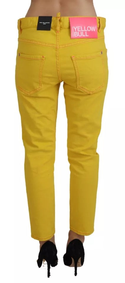 Dsquared² Yellow Cotton Low Waist Denim Jeans Cool Girl Jeans