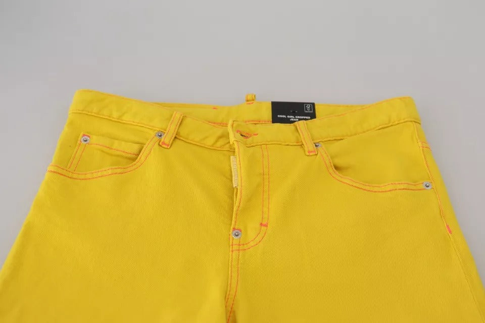 Dsquared² Yellow Cotton Low Waist Denim Jeans Cool Girl Jeans