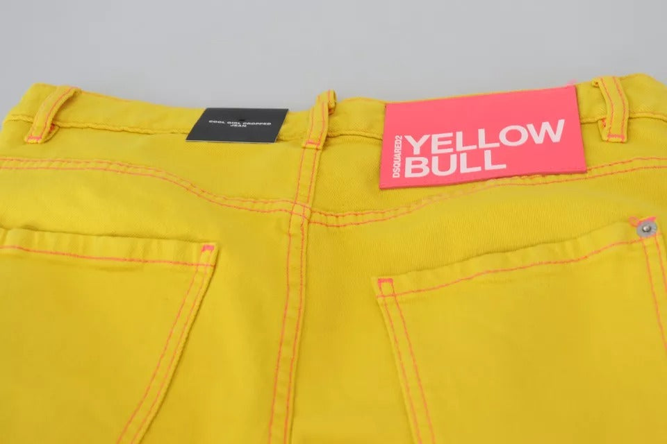 Dsquared² Yellow Cotton Low Waist Denim Jeans Cool Girl Jeans