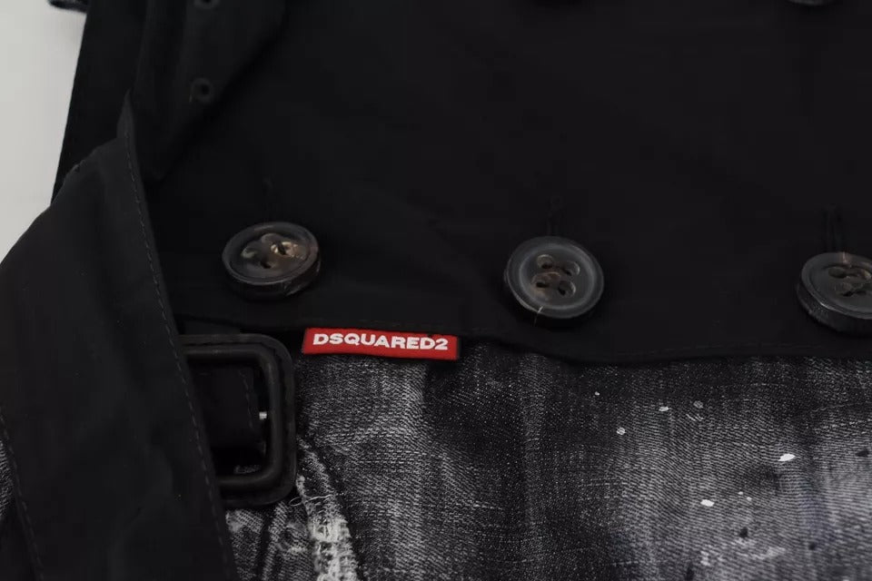 Dsquared² Schwarzer Distressed Denim-Minirock mit mittlerer Taille in A-Linie