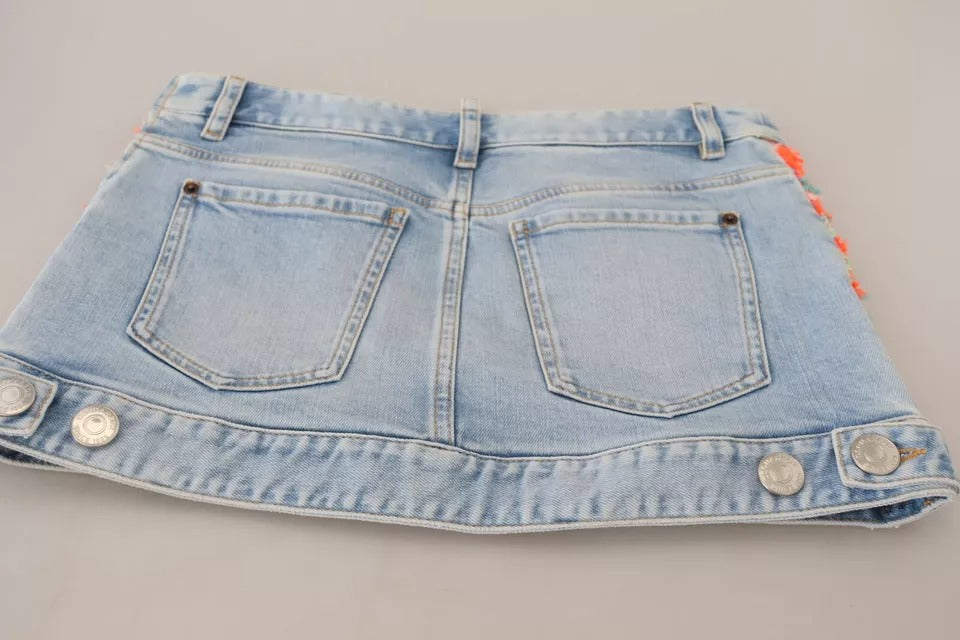 Dsquared² Mehrfarbiger Polyester-Denimrock mit niedriger Taille in A-Linie