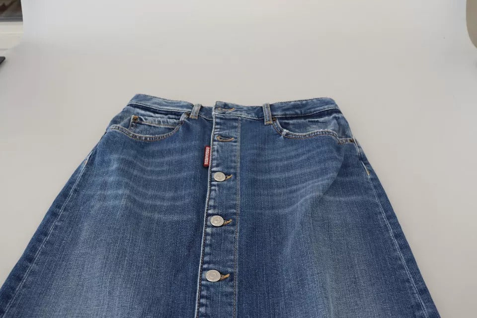 Dsquared² Blauer Distressed Denimrock mit hoher Taille und Bleistiftschnitt