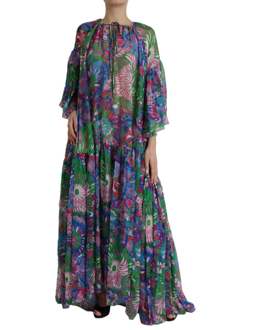 Dolce &amp; Gabbana monivärinen kukkainen silkki Kaftan Maxi -mekko