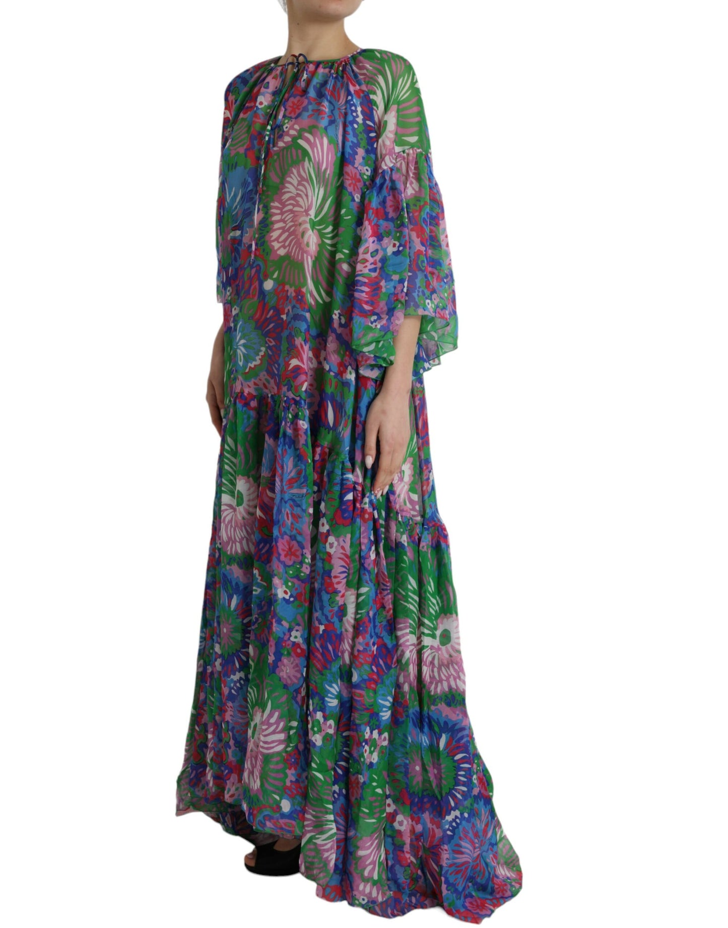 Dolce &amp; Gabbana monivärinen kukkainen silkki Kaftan Maxi -mekko