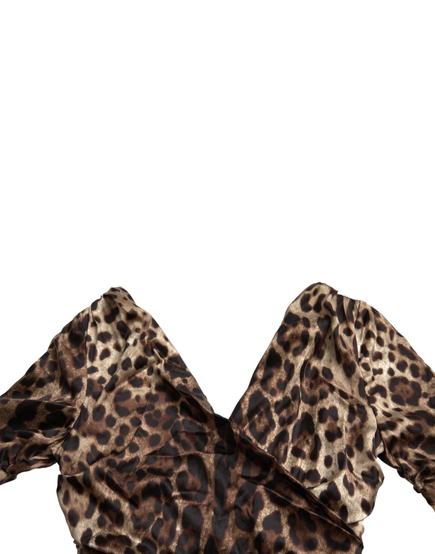 Dolce &amp; Gabbana Brown Leopard Print Bodycon V-kaula-midimekko