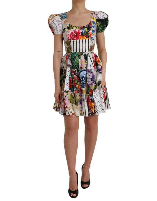 Dolce & Gabbana Multicolor Patchwork-Baumwoll-Minikleid Aline