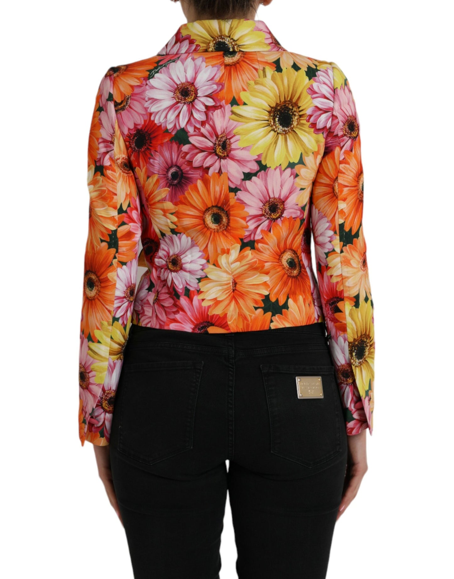 Dolce & Gabbana Multicolor Floral Brokat Blazer Mantel Jacke