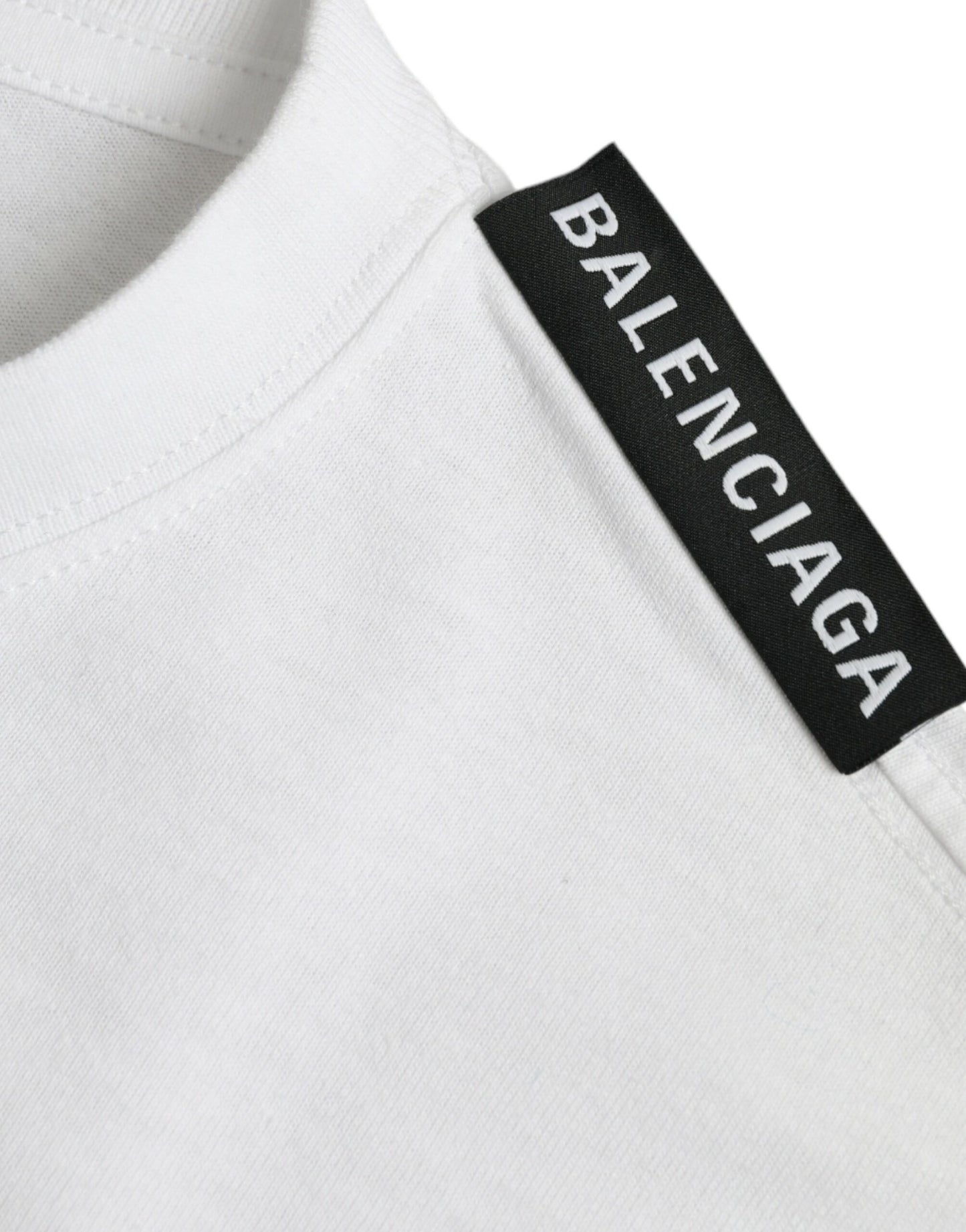 Balenciaga Weißes T-Shirt aus Baumwoll-Jersey mit Rundhalsausschnitt