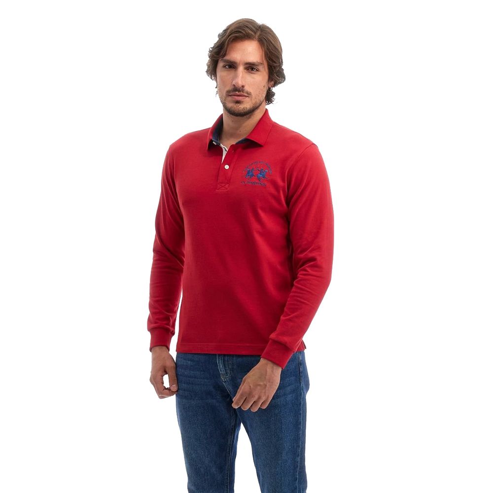 La Martina Rotes Baumwoll-Poloshirt