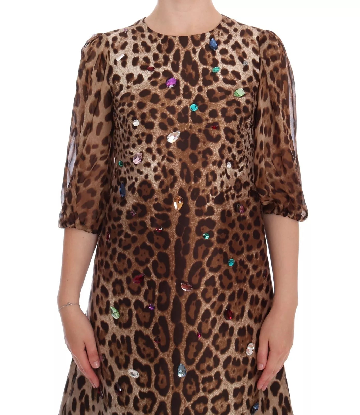 Dolce &amp; Gabbana leopardisilkkivillakristallivaihtomekko