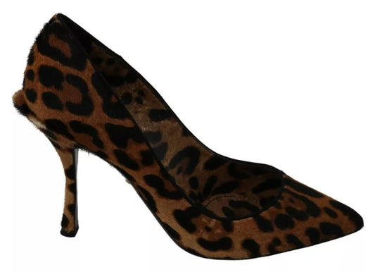 Dolce &amp; Gabbana Brown Leopard Pony Hair Heels Pumps Kengät