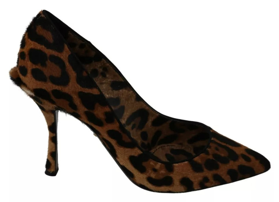 Dolce &amp; Gabbana Brown Leopard Pony Hair Heels Pumps Shoes