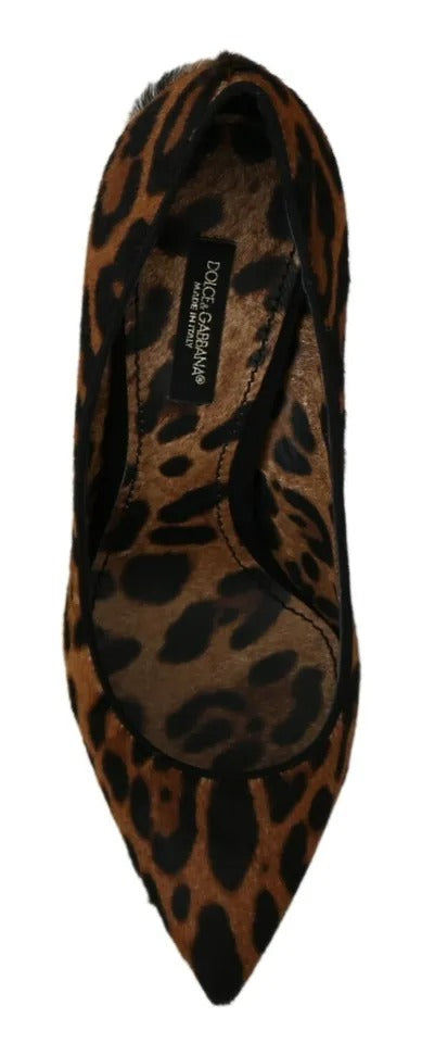 Dolce &amp; Gabbana Brown Leopard Pony Hair Heels Pumps Shoes