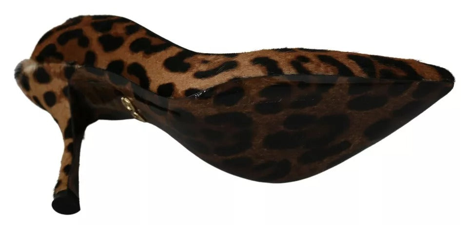 Dolce &amp; Gabbana Brown Leopard Pony Hair Heels Pumps Shoes