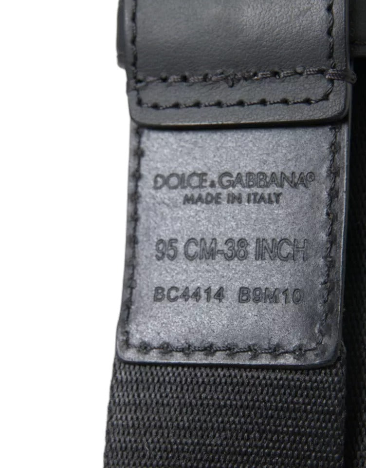 Dolce & Gabbana Schwarz Grün Logo Silber Metallschnalle Gürtel