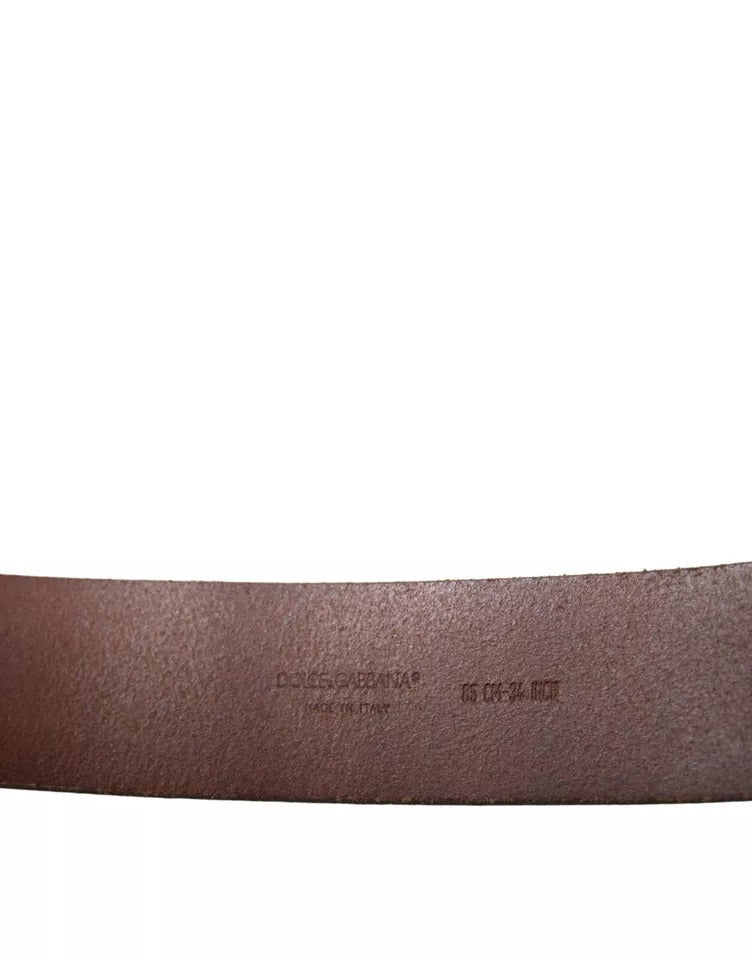 Dolce &amp; Gabbana Brown Leather Belt with Gold Metal Buckle for Women