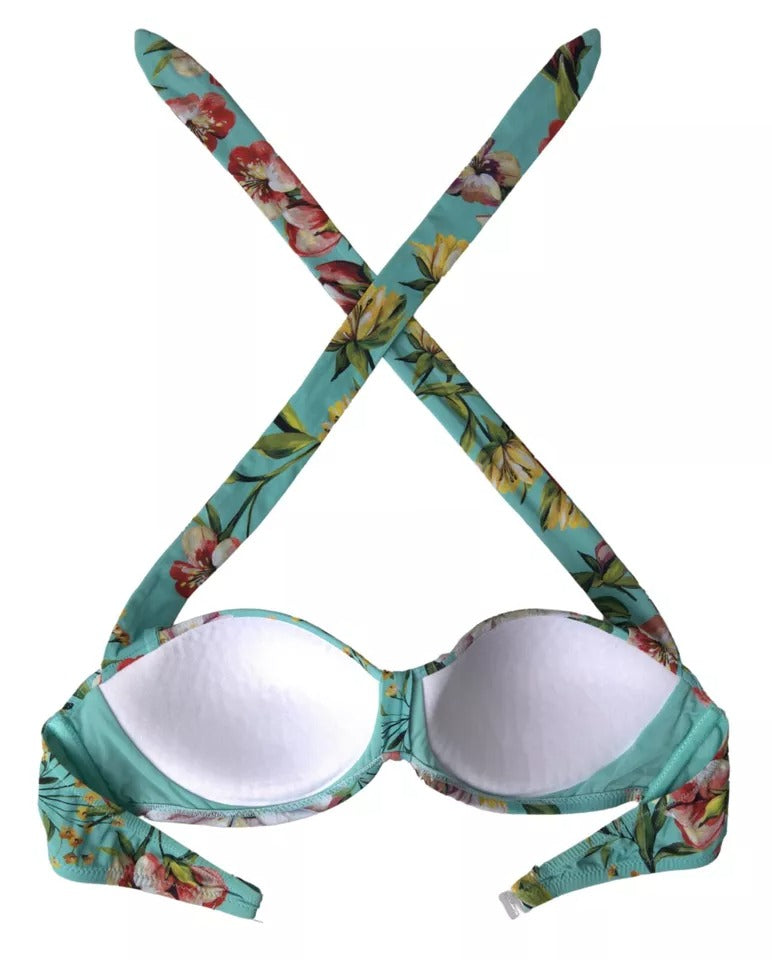 Dolce &amp; Gabbana Mint Green kukkakuvioinen bikinitoppi