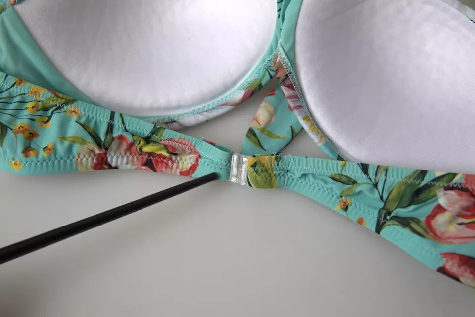 Dolce &amp; Gabbana Mint Green kukkakuvioinen bikinitoppi