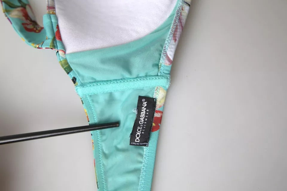 Dolce &amp; Gabbana Mint Green kukkakuvioinen bikinitoppi