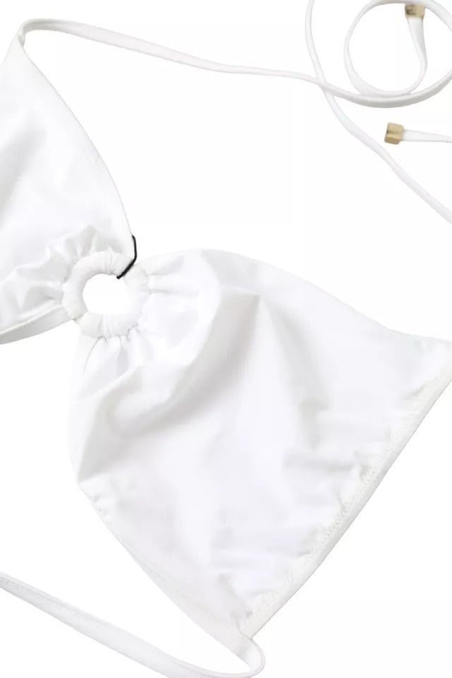 Dolce &amp; Gabbana White Nylon Stretch Swimsuit Top Bikinit