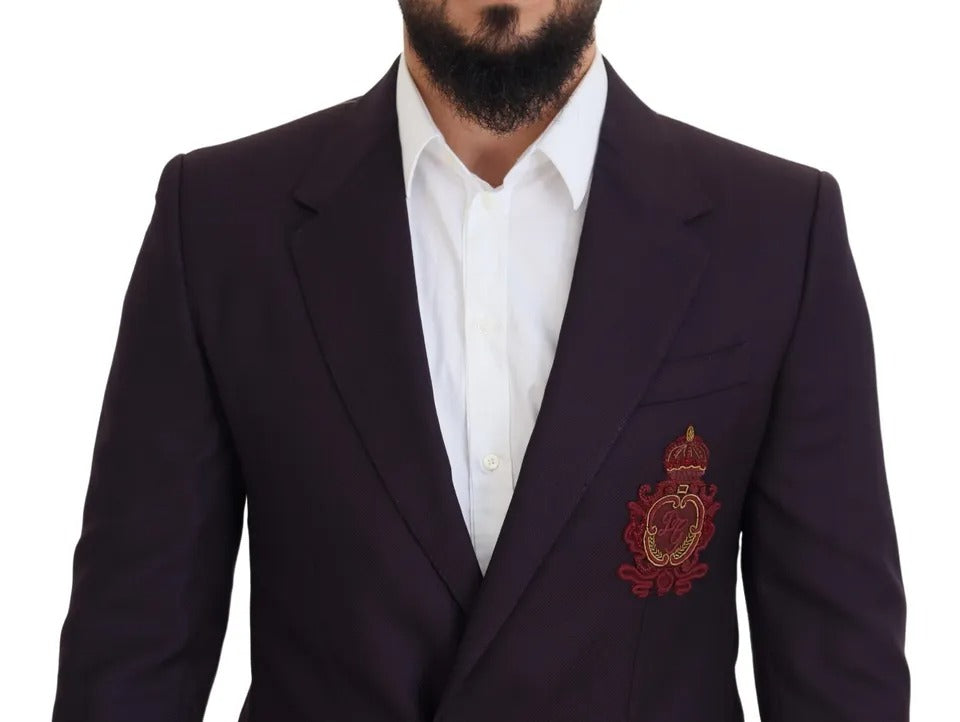 Dolce &amp; Gabbana single-breasted wool blazer with purple logo