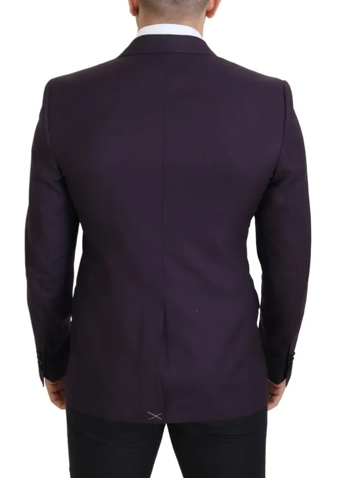 Dolce &amp; Gabbana single-breasted wool blazer with purple logo