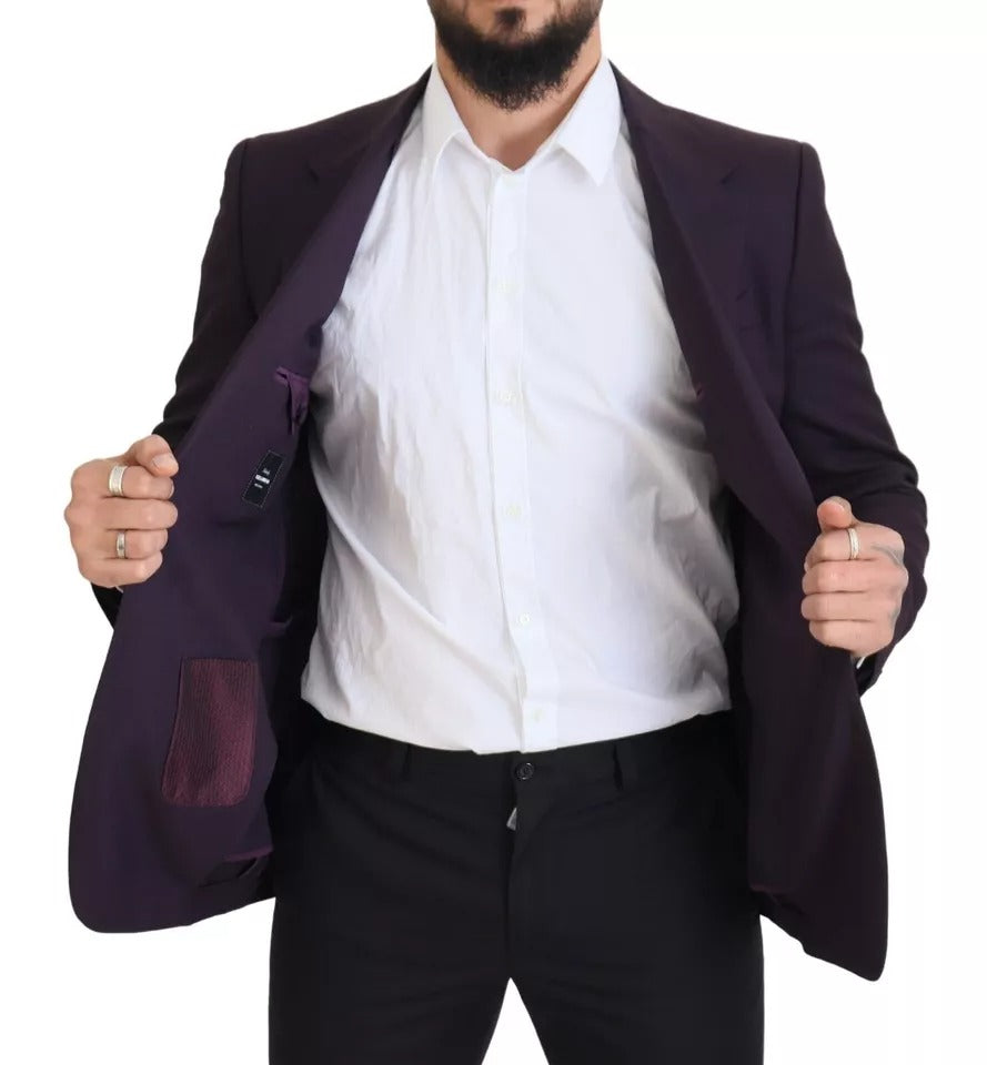 Dolce &amp; Gabbana single-breasted wool blazer with purple logo