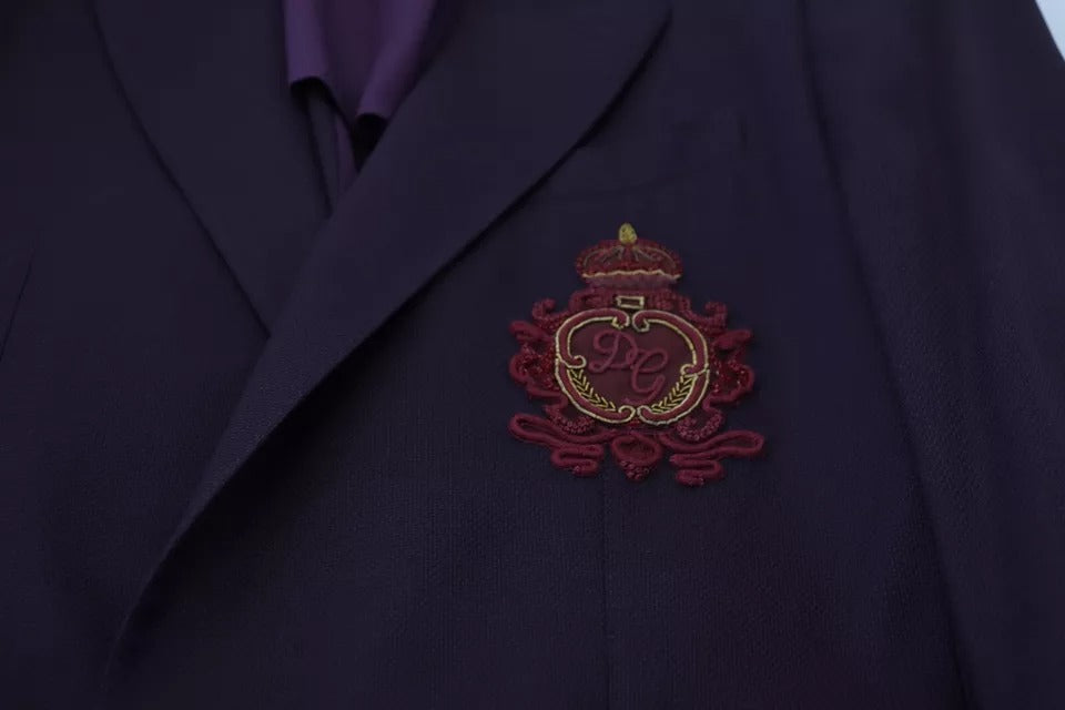 Dolce &amp; Gabbana single-breasted wool blazer with purple logo