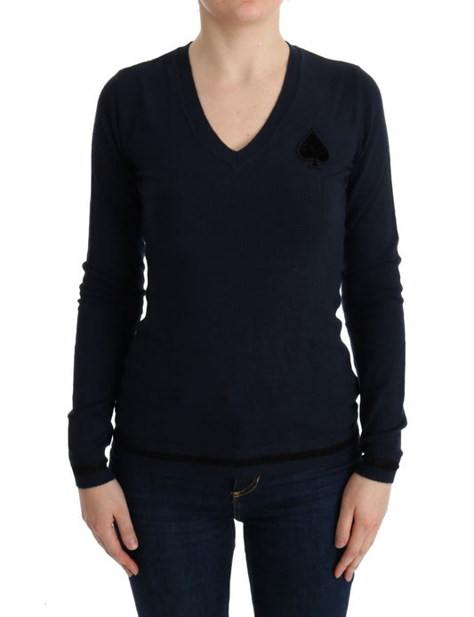 Costume National Eleganter blauer Pullover mit V-Ausschnitt