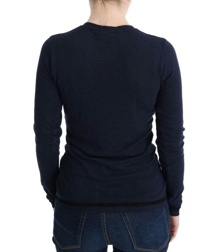 Costume National Elegant Blue V-Neck Sweater