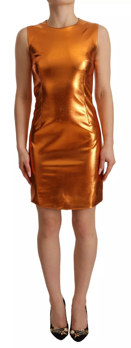 Dolce &amp; Gabbana Metallic Orange Sleeveless Sheath Dress