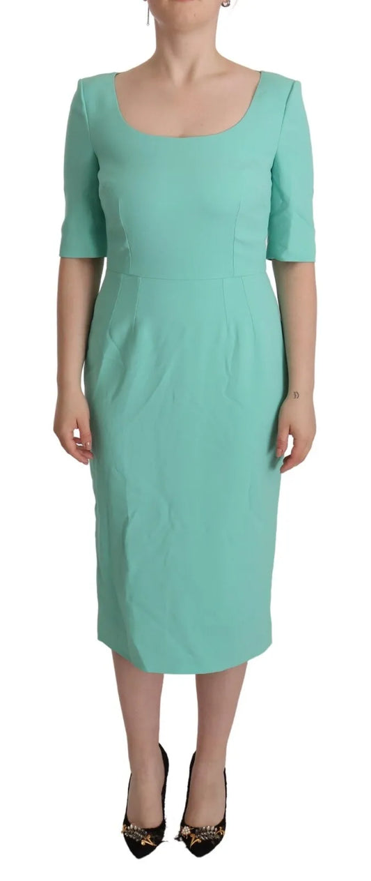 Dolce &amp; Gabbana Mint Green Neck Shift -mekko Midi-mekko