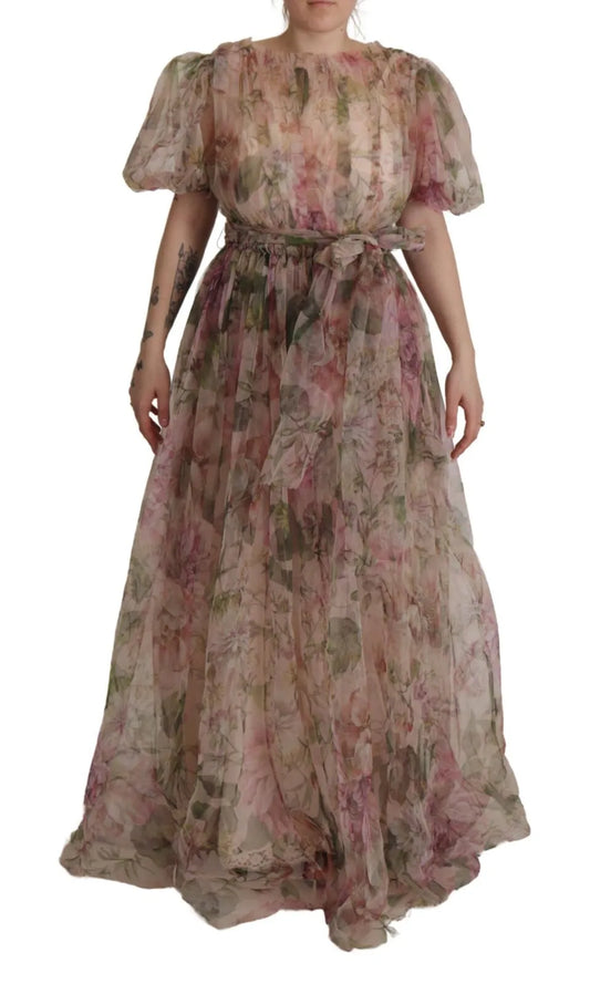 Dolce &amp; Gabbana Long maxi dress with floral print in multicolor