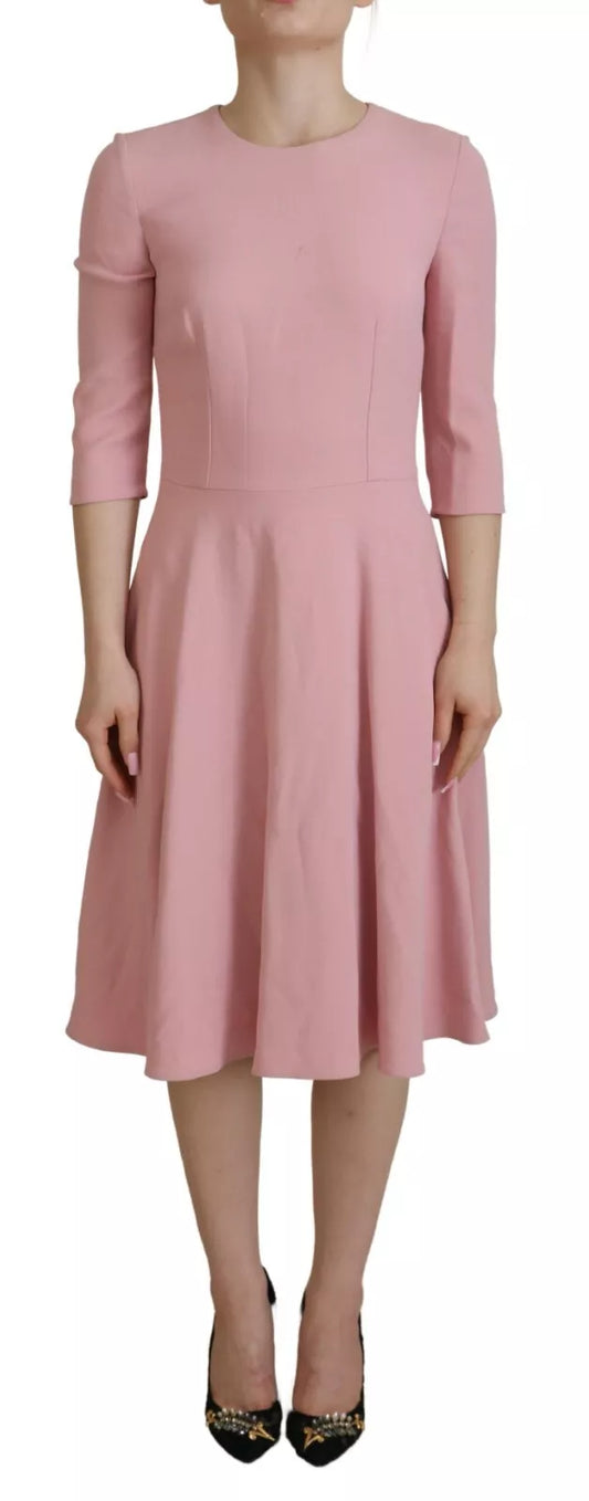 Dolce & Gabbana Rosa A-Linien-Kleid mit 3/4 Ärmeln aus Viskose