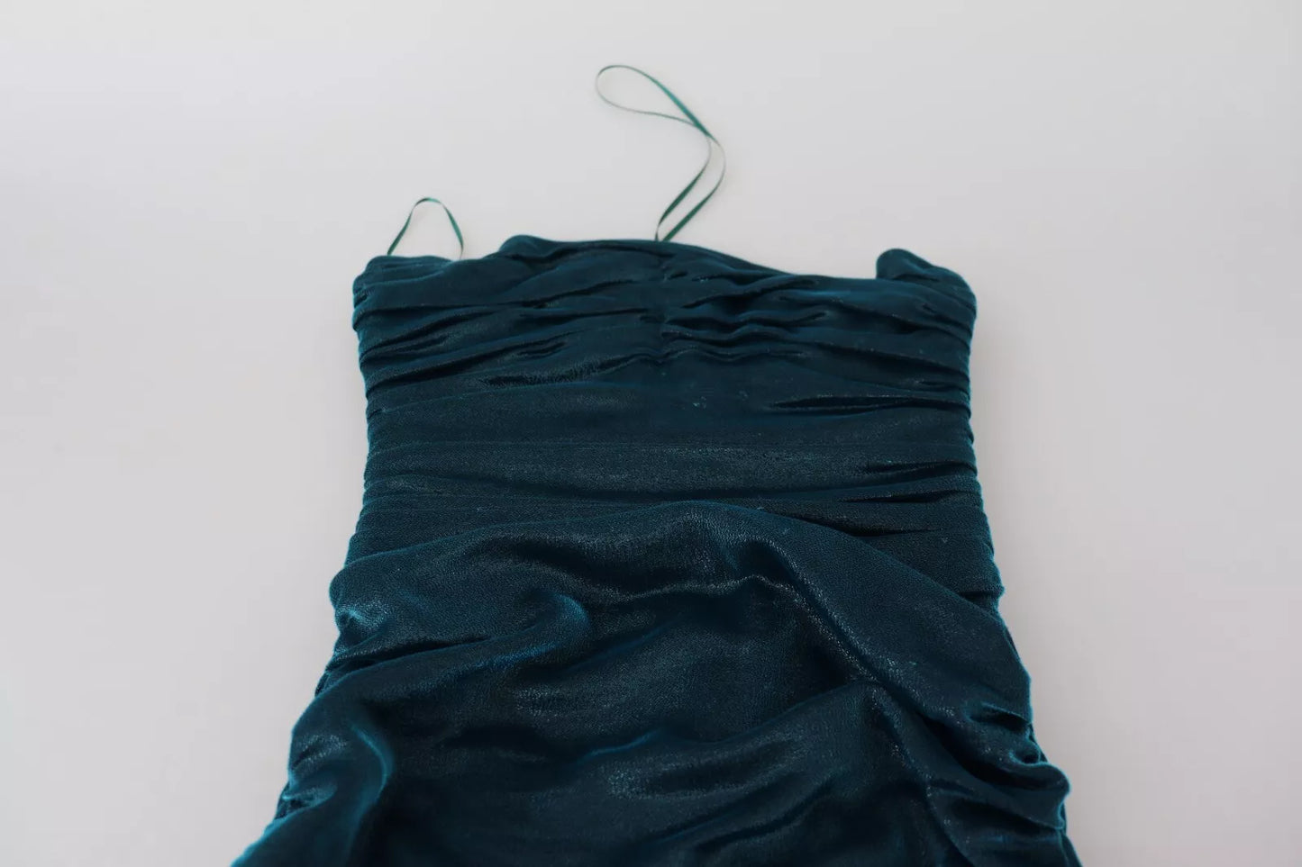 Dolce &amp; Gabbana Blue Satin Silk Blend Strapless Dress