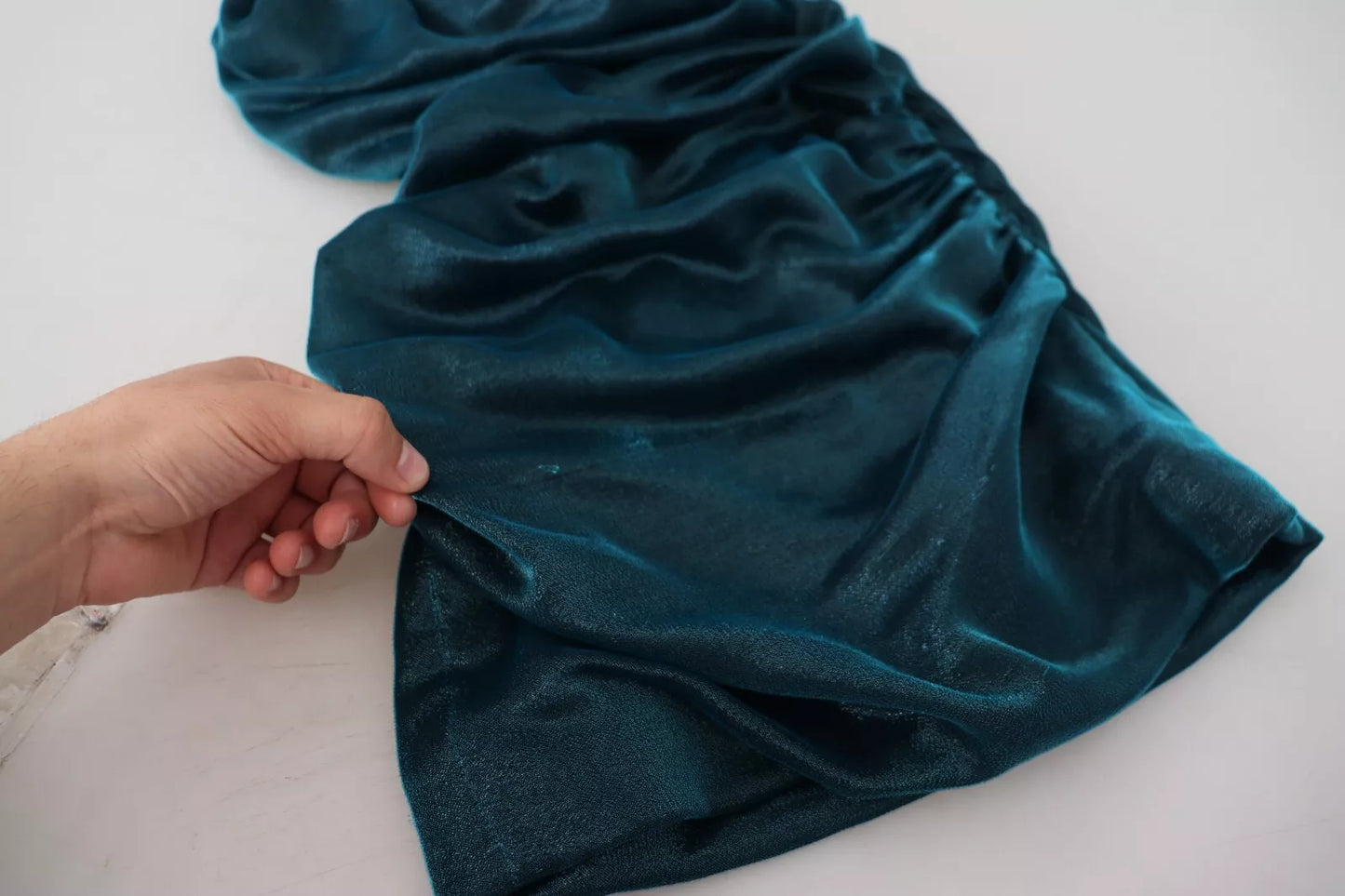 Dolce &amp; Gabbana Blue Satin Silk Blend Strapless Dress