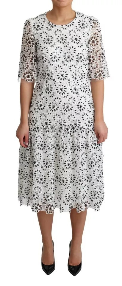 Dolce &amp; Gabbana White Polyester A-line Midi Dress