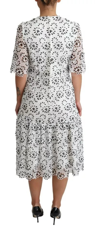 Dolce &amp; Gabbana White Polyester A-line Midi Dress