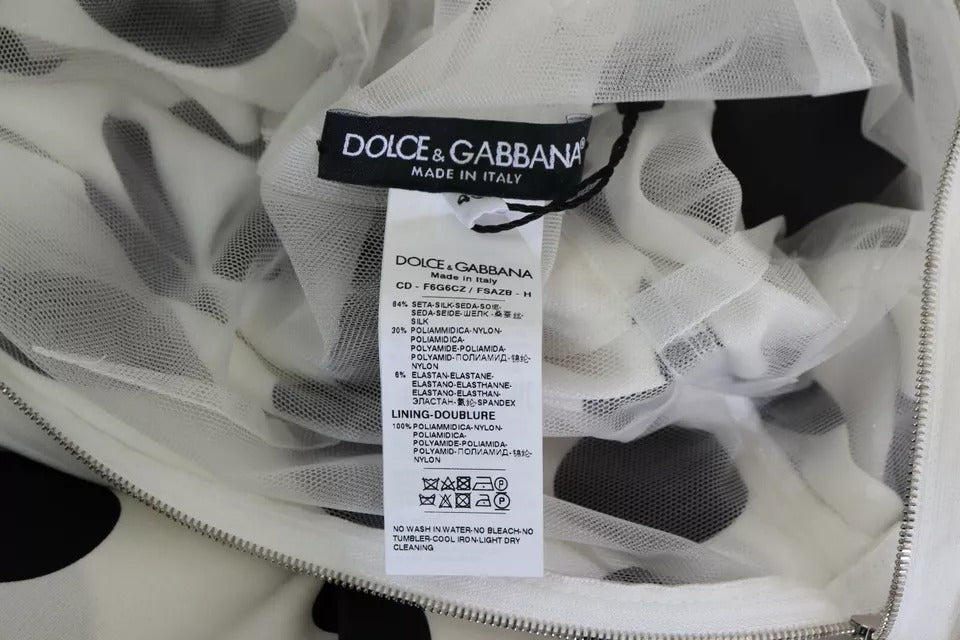 Dolce &amp; Gabbana valkoinen pilkkukristallimekko yhden olkapäällä