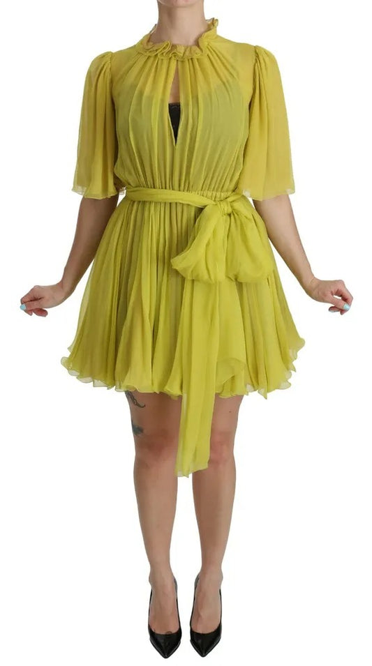 Dolce &amp; Gabbana Yellow Silk A-Line Shift Dress