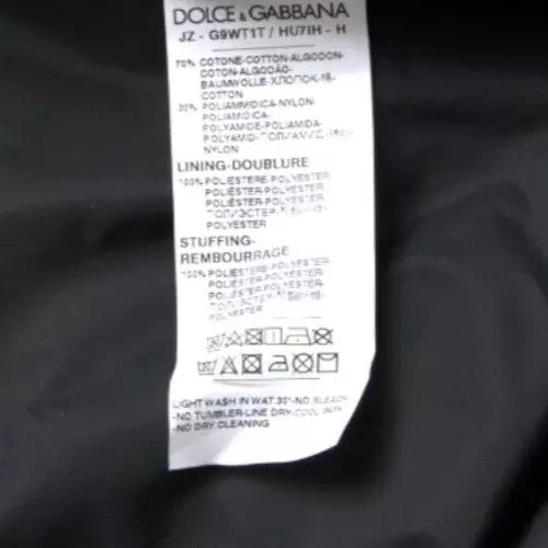 Dolce &amp; Gabbana Black Cotton Bomber Jacket with Logo Hood