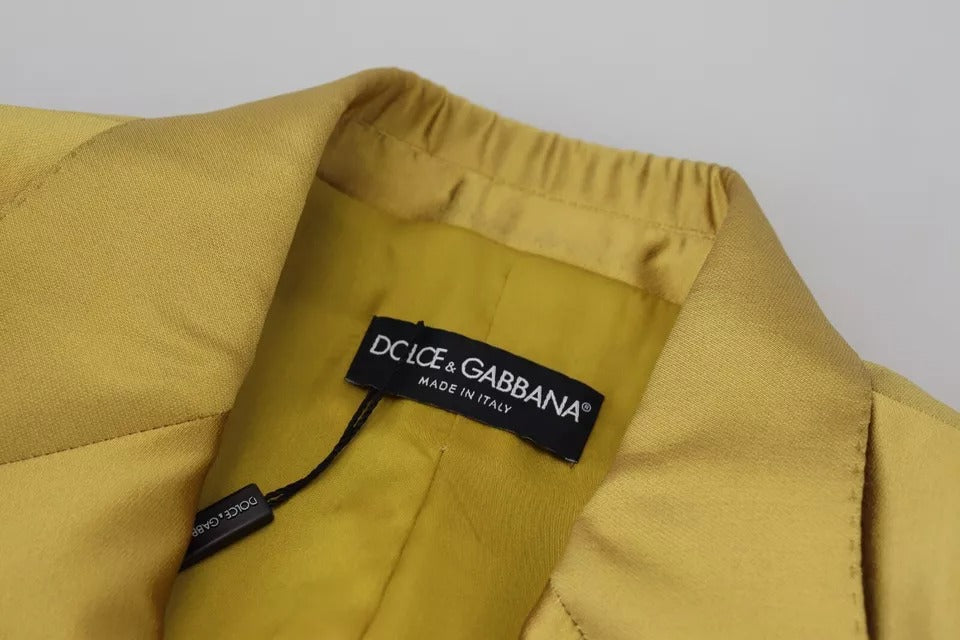 Dolce &amp; Gabbana Gold Satin pitkähihainen bleiseritakki