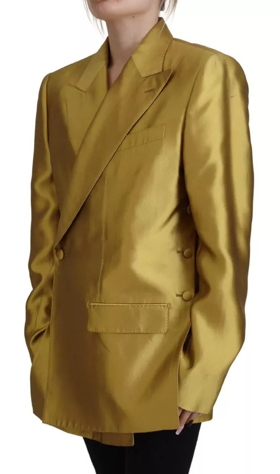 Dolce &amp; Gabbana Gold Satin pitkähihainen bleiseritakki