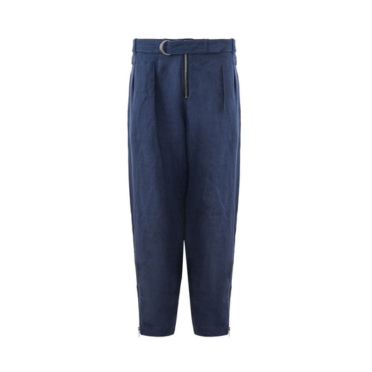 Emporio Armani Elegant Blue Linen Pants for Men