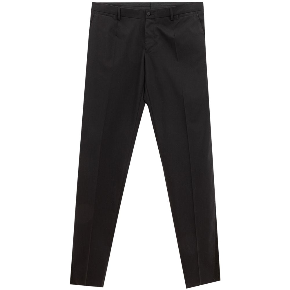 Dolce &amp; Gabbana Smooth Black Wool Pants for Men